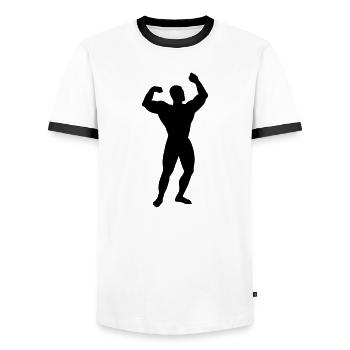 Starker Mann - Männer Kontrast-T-Shirt - Weiß/Schwarz - Vorne - AI Model Female 172 light (172cm) & AI Model Male 178 dark (178cm)