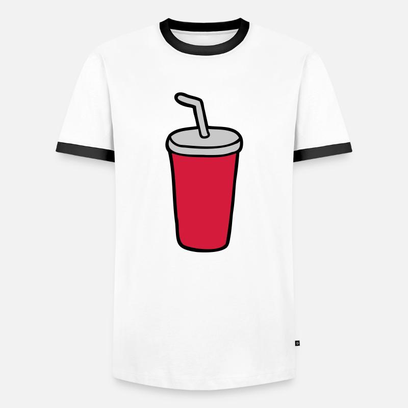 Cola Becher Restaurant - Männer Kontrast-T-Shirt - Weiß/Schwarz