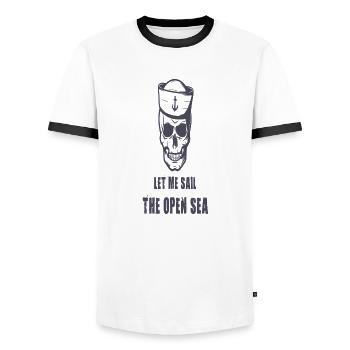 Laisse-moi naviguer en haute mer - T-shirt contrasté Homme - blanc/noir - Devant - AI Model Female 172 light (172cm) & AI Model Male 178 dark (178cm)