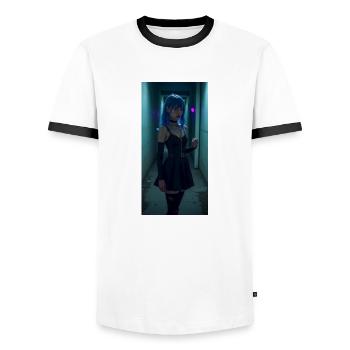 ANIME GIRL SWS - Men's Ringer Shirt - white/black - Front - AI Model Female 172 light (172cm) & AI Model Male 178 dark (178cm)