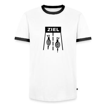 Schnecken Rennen - Männer Kontrast-T-Shirt - Weiß/Schwarz - Vorne - AI Model Female 172 light (172cm) & AI Model Male 178 dark (178cm)