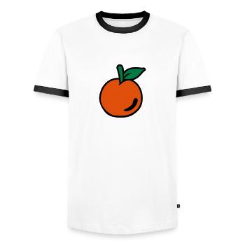 Peach - Men's Ringer Shirt - white/black - Front - AI Model Female 172 light (172cm) & AI Model Male 178 dark (178cm)