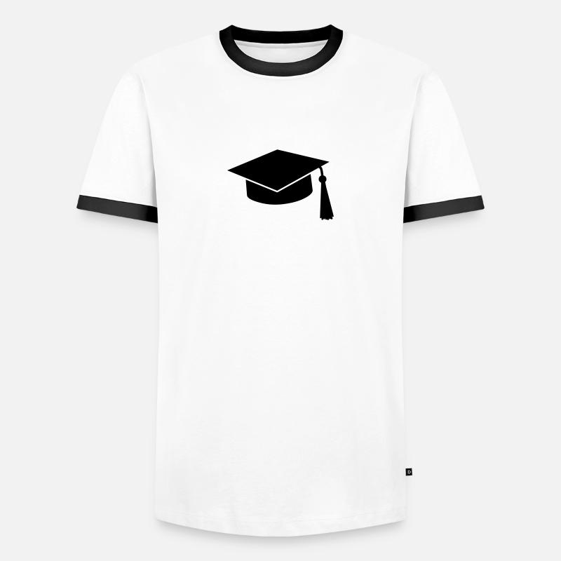 graduation hat - Men's Ringer Shirt - white/black