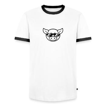 Cool Sonnenbrille Party Schwein - Männer Kontrast-T-Shirt - Weiß/Schwarz - Vorne - AI Model Female 172 light (172cm) & AI Model Male 178 dark (178cm)