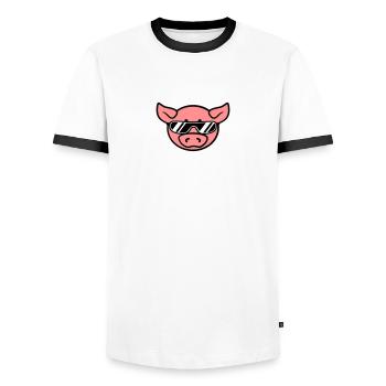 Lunettes de soleil cool cochon parti - T-shirt contrasté Homme - blanc/noir - Devant - AI Model Female 172 light (172cm) & AI Model Male 178 dark (178cm)