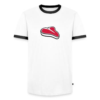 Steak - Männer Kontrast-T-Shirt - Weiß/Schwarz - Vorne - AI Model Female 172 light (172cm) & AI Model Male 178 dark (178cm)