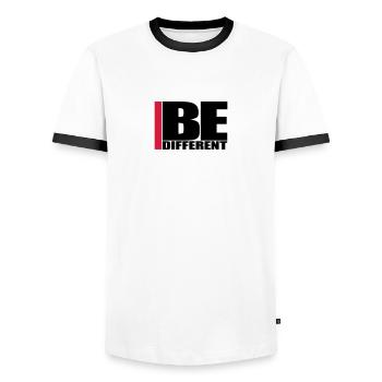 Cool Be Different Logo - T-shirt contrasté Homme - blanc/noir - Devant - AI Model Female 172 light (172cm) & AI Model Male 178 dark (178cm)