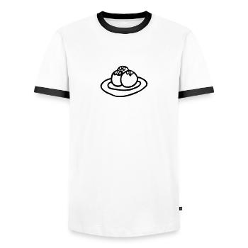 dessin boulette de viande cuisine - T-shirt contrasté Homme - blanc/noir - Devant - AI Model Female 172 light (172cm) & AI Model Male 178 dark (178cm)