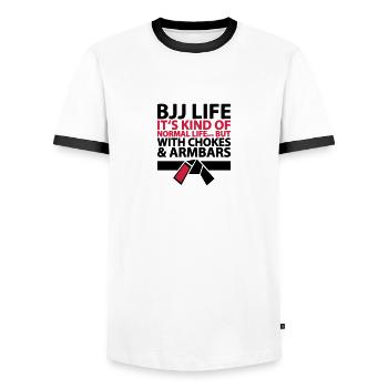 vie JJB - T-shirt contrasté Homme - blanc/noir - Devant - AI Model Female 172 light (172cm) & AI Model Male 178 dark (178cm)
