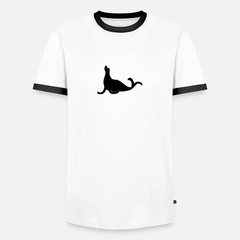 Seelöwe - Männer Kontrast-T-Shirt - Weiß/Schwarz