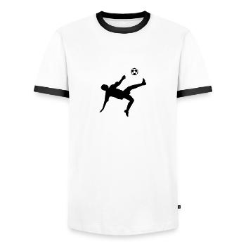 Fußball Stürmer Silhouette - Männer Kontrast-T-Shirt - Weiß/Schwarz - Vorne - AI Model Female 172 light (172cm) & AI Model Male 178 dark (178cm)