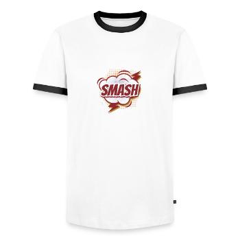 La bulle de bande dessinée amusante - SCHMASCH - T-shirt contrasté Homme - blanc/noir - Devant - AI Model Female 172 light (172cm) & AI Model Male 178 dark (178cm)
