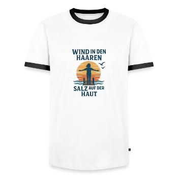Wind Meer und Sonne - Männer Kontrast-T-Shirt - Weiß/Schwarz - Vorne - AI Model Female 172 light (172cm) & AI Model Male 178 dark (178cm)