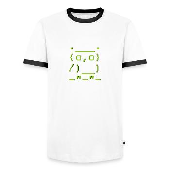 ascii-art: hibou - T-shirt contrasté Homme - blanc/noir - Devant - AI Model Female 172 light (172cm) & AI Model Male 178 dark (178cm)