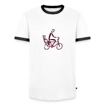 Saddle - Men's Ringer Shirt - white/black - Front - AI Model Female 172 light (172cm) & AI Model Male 178 dark (178cm)