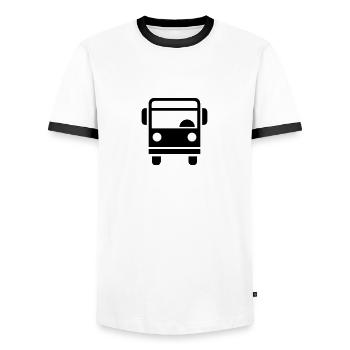 Bus - Männer Kontrast-T-Shirt - Weiß/Schwarz - Vorne - AI Model Female 172 light (172cm) & AI Model Male 178 dark (178cm)