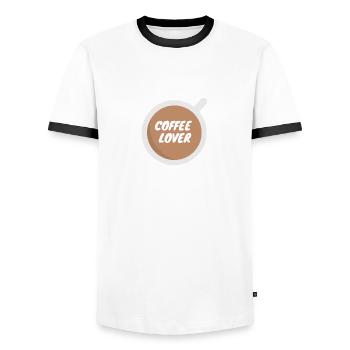 Coffee Lover - Kaffee - Men's Ringer Shirt - white/black - Front - AI Model Female 172 light (172cm) & AI Model Male 178 dark (178cm)