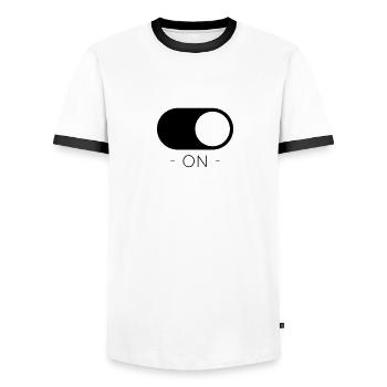 ON - T-shirt contrasté Homme - blanc/noir - Devant - AI Model Female 172 light (172cm) & AI Model Male 178 dark (178cm)