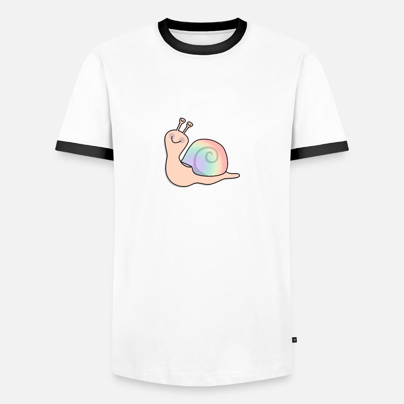 Regenbogen Schnecke - Männer Kontrast-T-Shirt - Weiß/Schwarz