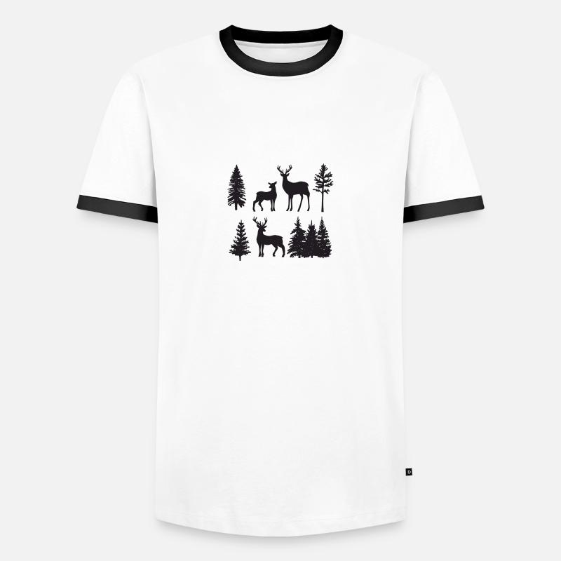 Weihnachtshirsche - Männer Kontrast-T-Shirt - Weiß/Schwarz