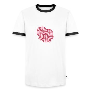 Bulin Knoten - Männer Kontrast-T-Shirt - Weiß/Schwarz - Vorne - AI Model Female 172 light (172cm) & AI Model Male 178 dark (178cm)