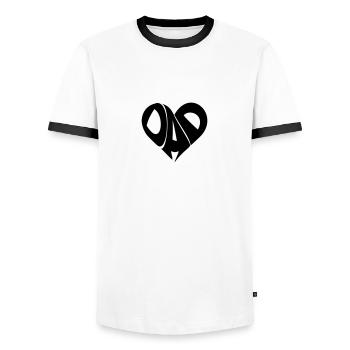 Coeur papa papa Père 1c - T-shirt contrasté Homme - blanc/noir - Devant - AI Model Female 172 light (172cm) & AI Model Male 178 dark (178cm)