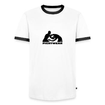 Wing Chun | Fightwear | black - Men's Ringer Shirt - white/black - Front - AI Model Female 172 light (172cm) & AI Model Male 178 dark (178cm)