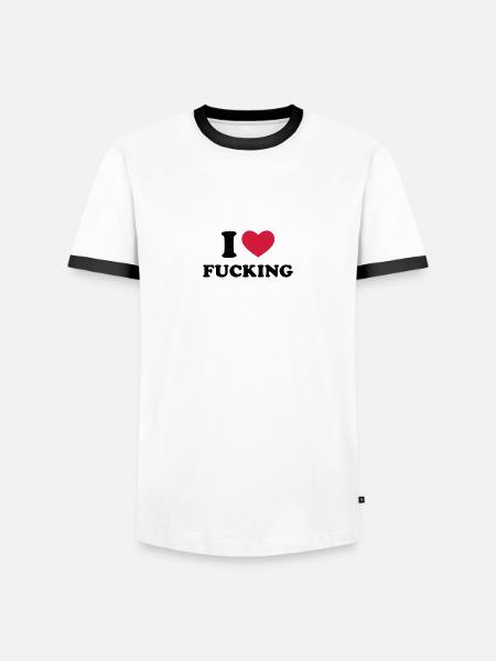 I Love Fucking - Männer Kontrast-T-Shirt - Weiß/Schwarz