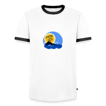 Holiday island - Men's Ringer Shirt - white/black - Front - AI Model Female 172 light (172cm) & AI Model Male 178 dark (178cm)