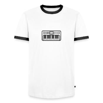 Keyboard piano - Men's Ringer Shirt - white/black - Front - AI Model Female 172 light (172cm) & AI Model Male 178 dark (178cm)