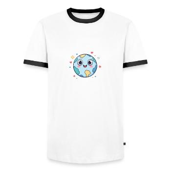 Erde - Männer Kontrast-T-Shirt - Weiß/Schwarz - Vorne - AI Model Female 172 light (172cm) & AI Model Male 178 dark (178cm)