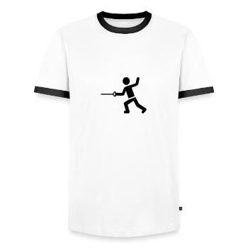 Fechten - Männer Kontrast-T-Shirt - Weiß/Schwarz - Vorne - AI Model Female 172 light (172cm) & AI Model Male 178 dark (178cm)