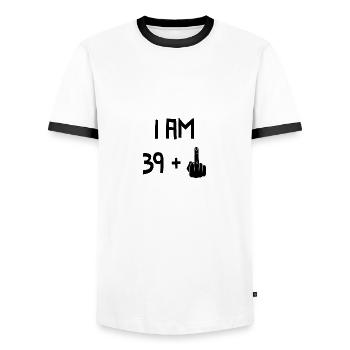 I AM 39+1 - Männer Kontrast-T-Shirt - Weiß/Schwarz - Vorne - AI Model Female 172 light (172cm) & AI Model Male 178 dark (178cm)