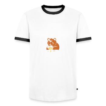 Ich bleibe beim Bier Biertrinker Bierliebhaber - Männer Kontrast-T-Shirt - Weiß/Schwarz - Vorne - AI Model Female 172 light (172cm) & AI Model Male 178 dark (178cm)