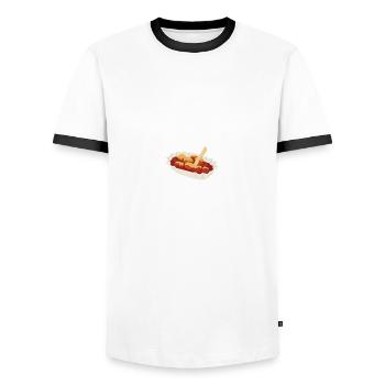 Ich mag halt Currywurst Ruhrpott Carpaccio Imbiss - Männer Kontrast-T-Shirt - Weiß/Schwarz - Vorne - AI Model Female 172 light (172cm) & AI Model Male 178 dark (178cm)