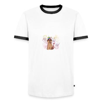 Knall auch fühlen Pyrotechniker Böllern Feuerwerk - Männer Kontrast-T-Shirt - Weiß/Schwarz - Vorne - AI Model Female 172 light (172cm) & AI Model Male 178 dark (178cm)