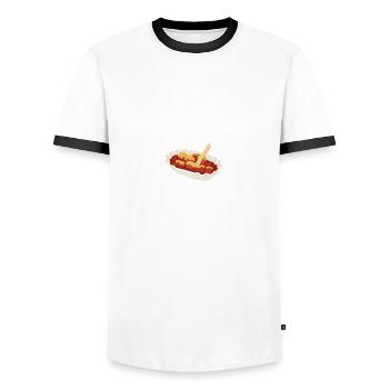 Lieblingsgemüse Currywurst Ruhrpott Imbiss - Männer Kontrast-T-Shirt - Weiß/Schwarz - Vorne - AI Model Female 172 light (172cm) & AI Model Male 178 dark (178cm)