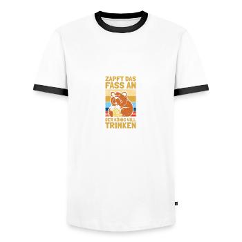 Zapft das Fass an Biertrinker Bierliebhaber Sauf - Männer Kontrast-T-Shirt - Weiß/Schwarz - Vorne - AI Model Female 172 light (172cm) & AI Model Male 178 dark (178cm)
