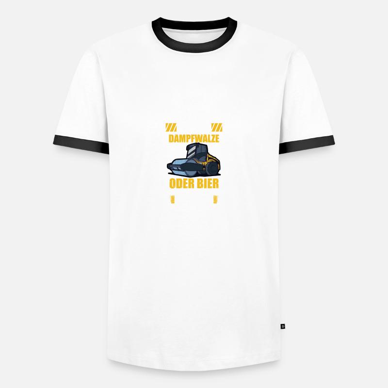 Dampfwalze oder Bier Straßenbauer Straßenwärter - Männer Kontrast-T-Shirt - Weiß/Schwarz