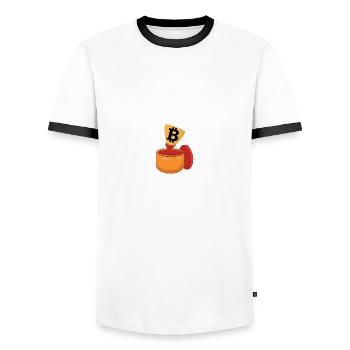 Buy the dip Bitcoin Blockchain Trader - Männer Kontrast-T-Shirt - Weiß/Schwarz - Vorne - AI Model Female 172 light (172cm) & AI Model Male 178 dark (178cm)