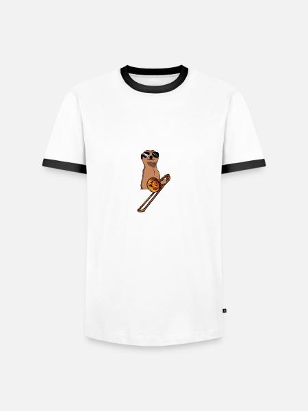 Meerkat Trombone Trombone Player Trombonist - Men's Ringer Shirt - white/black