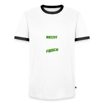 Kettensäge Holz machen Holzfäller Waldarbeiter - Männer Kontrast-T-Shirt - Weiß/Schwarz - Vorne - AI Model Female 172 light (172cm) & AI Model Male 178 dark (178cm)