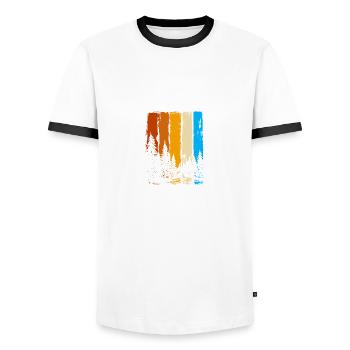 Forest Wood making Lumberjack Forest worker Forester - Men's Ringer Shirt - white/black - Front - AI Model Female 172 light (172cm) & AI Model Male 178 dark (178cm)