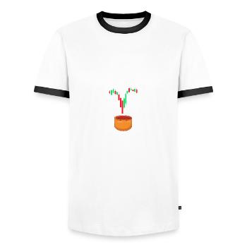 Acheter la baisse Bourse Trader Trader Trading - T-shirt contrasté Homme - blanc/noir - Devant - AI Model Female 172 light (172cm) & AI Model Male 178 dark (178cm)