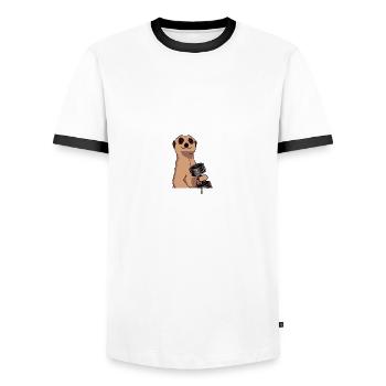 We Two Bodybuilding Bodybuilder Gym Weight Training - Men's Ringer Shirt - white/black - Front - AI Model Female 172 light (172cm) & AI Model Male 178 dark (178cm)