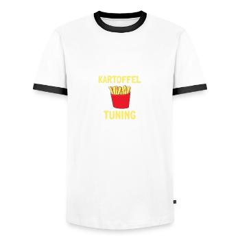 Potato Tuning Fries French fries - Men's Ringer Shirt - white/black - Front - AI Model Female 172 light (172cm) & AI Model Male 178 dark (178cm)