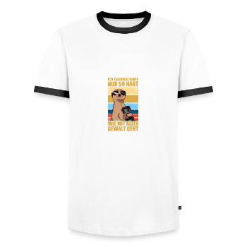 Juste si difficile musculation musculation musculation exercice de poids - T-shirt contrasté Homme - blanc/noir - Devant - AI Model Female 172 light (172cm) & AI Model Male 178 dark (178cm)