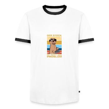 Der Stock Eisstockschießen Stockschießen - Männer Kontrast-T-Shirt - Weiß/Schwarz - Vorne - AI Model Female 172 light (172cm) & AI Model Male 178 dark (178cm)