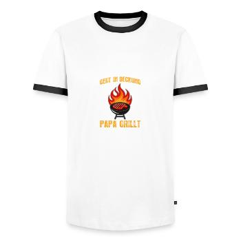 Dad Grills Barbecue Season Barbecue BBQ Grill Grilling - Men's Ringer Shirt - white/black - Front - AI Model Female 172 light (172cm) & AI Model Male 178 dark (178cm)