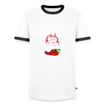 52e anniversaire Né en 1973 Cadeau d’anniversaire - T-shirt contrasté Homme - blanc/noir - Devant - AI Model Female 172 light (172cm) & AI Model Male 178 dark (178cm)
